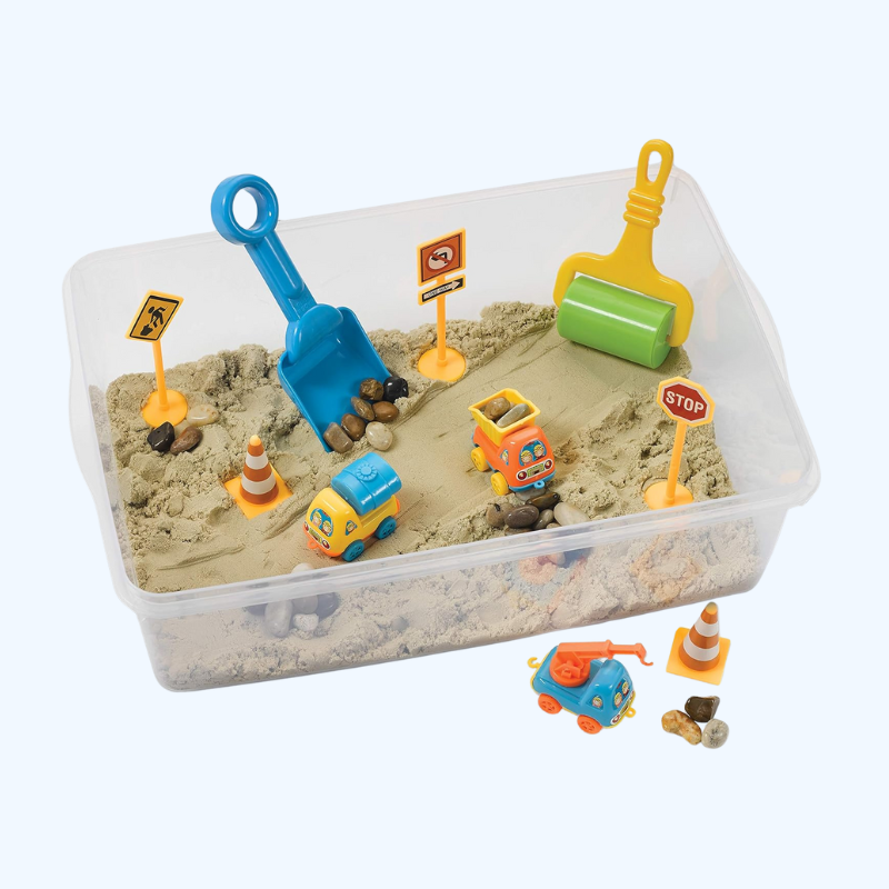 Sensory Bin Construction Zone Speelset | Graafmachine Speelgoed voor 3-5 Jaar Oud | Educatief Buitenspeelgoed en Activiteiten voor Kinderen