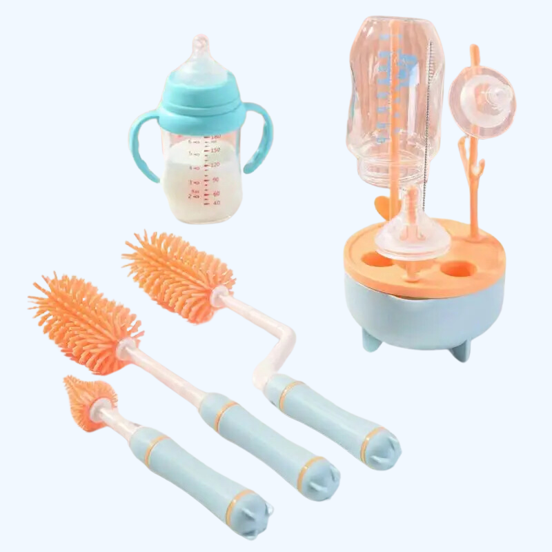 3-delige Siliconen Reinigingsborstel Set | Flesreiniger Fopspeenflesreiniging, Rietjesborstel voor Babyhygiëne