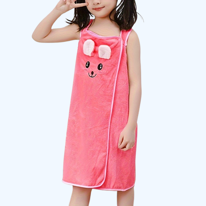 Schattige Bunny Ears Badjas voor Kinderen | Super Absorberend & Sneldrogend | Dikke Warme Polyesterstof | Handdoek Wrap met Drukknopen en Dubbele Gesp
