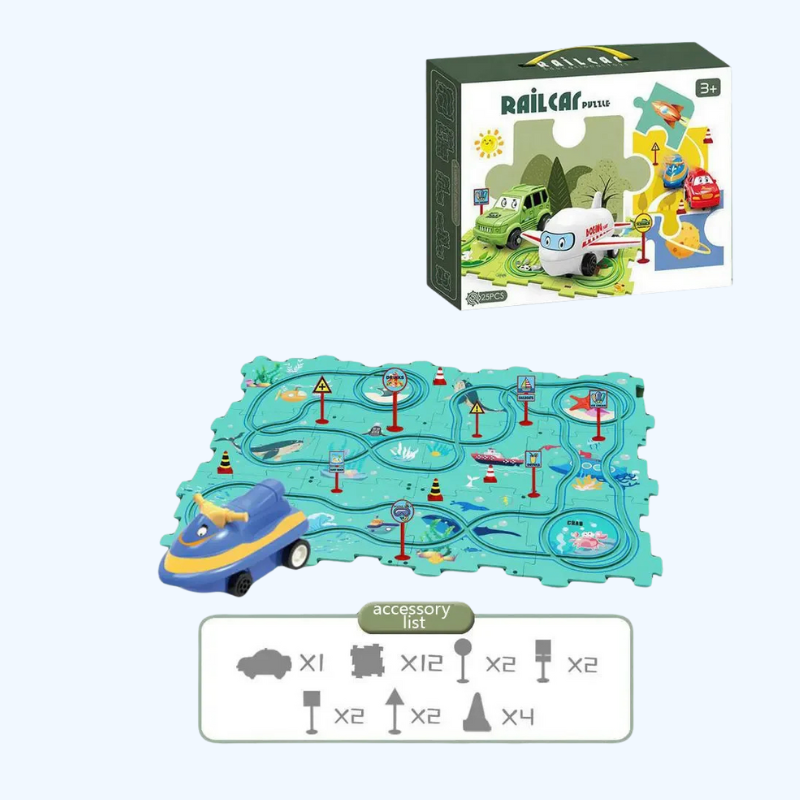 Puzzel Racer Autotrack Set | Plastic Vloerpuzzel voor 3-6 Jaar