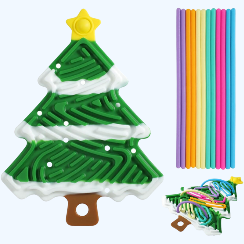 Siliconen Sensorisch Activiteitenbord Fidgetbord in kerstboomontwerp | Anti-stress speelgoed voor kinderen (3+) en volwassenen