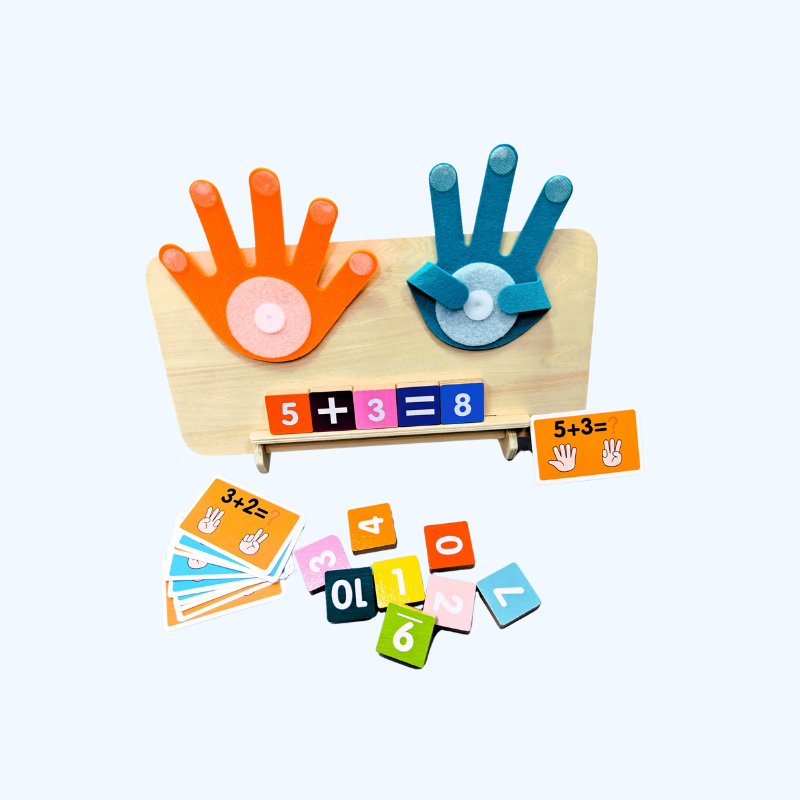 Houten Rekenbord voor Kinderen – Educatief Telhulpmiddel met Vinger- & Cijferinstructie voor Optellen & Aftrekken