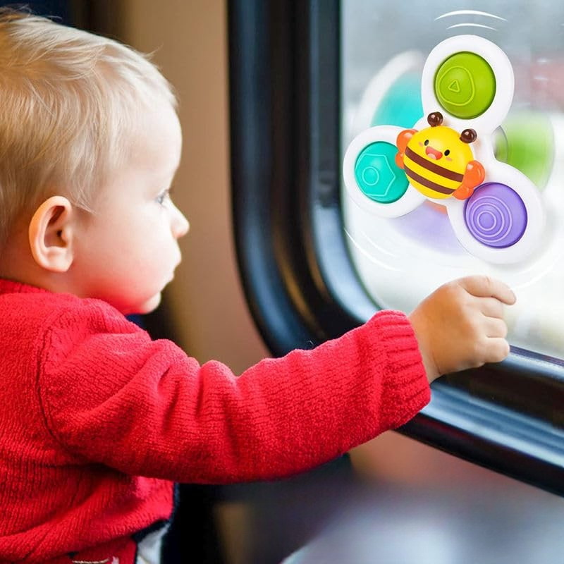 3-delige Baby Bath Spinner Toy | Draaibare Zuignap Spinning Top | Sensorisch Speelgoed