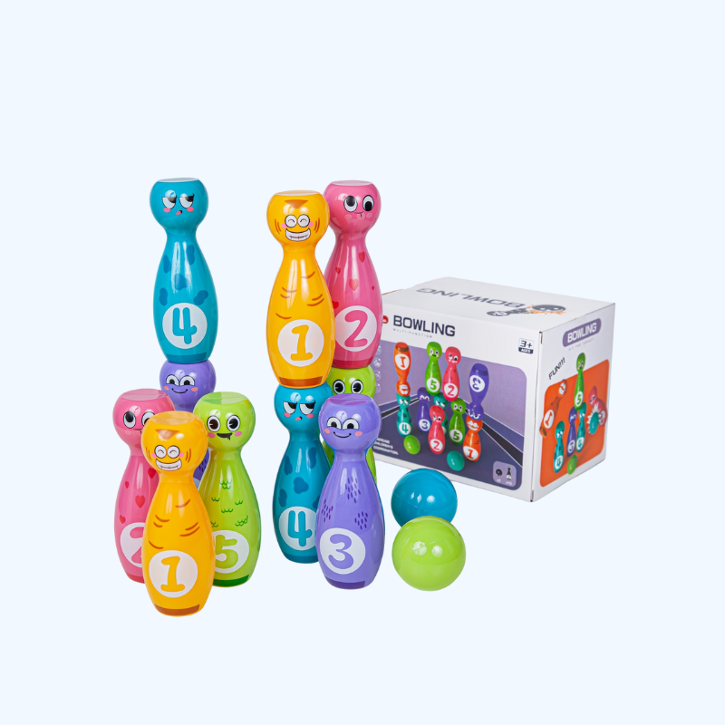 Bowling Set voor Kinderen met Cartoon Pins | 10 Stuks + 2 Ballen