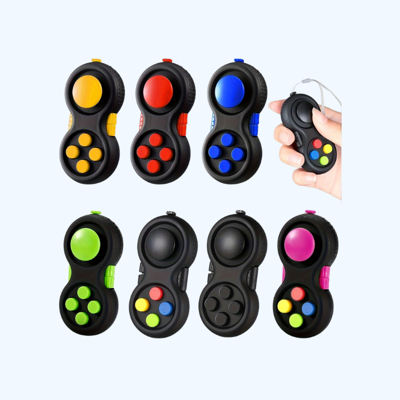 8-in-1 Fidget Game Controller | Rubberen Stressverlichter met Lanyard voor Kinderen en Volwassenen