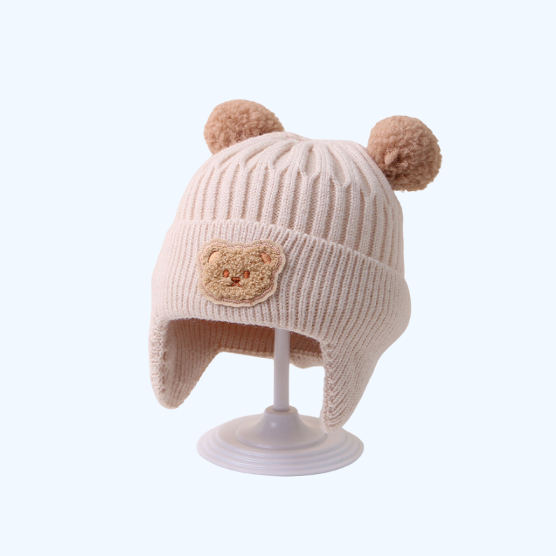 Schattige Bear Ear Baby Muts | Warme Gebreide Muts voor Jongens & Meisjes, 8 Maanden-4 Jaar | Handwasbaar