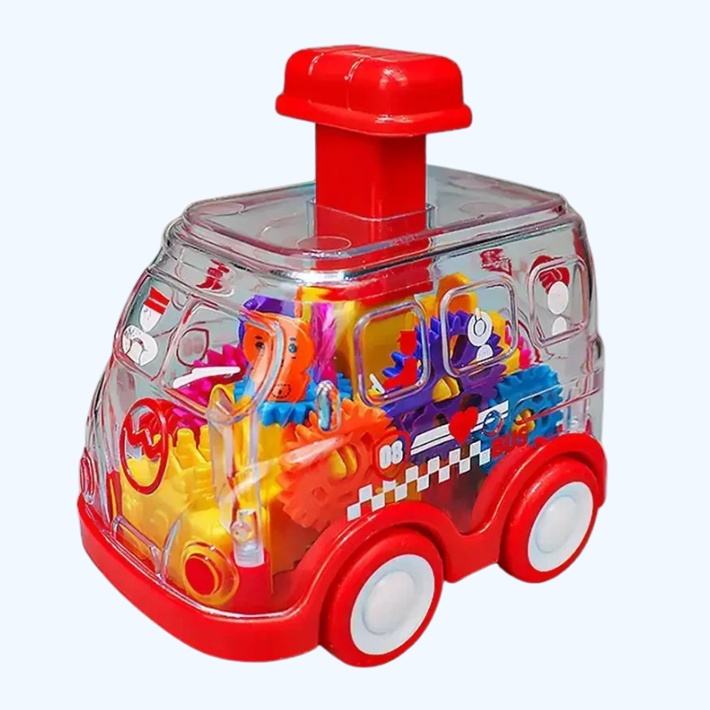 Schattige Transparante Tandwielauto's | Politie & Schoolbus Trekauto