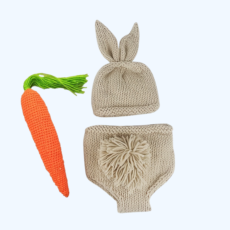 Schattig Pasgeboren Konijnenkostuum | Ideaal voor Babyfotografie & Gehaakte Bunny Outfit!