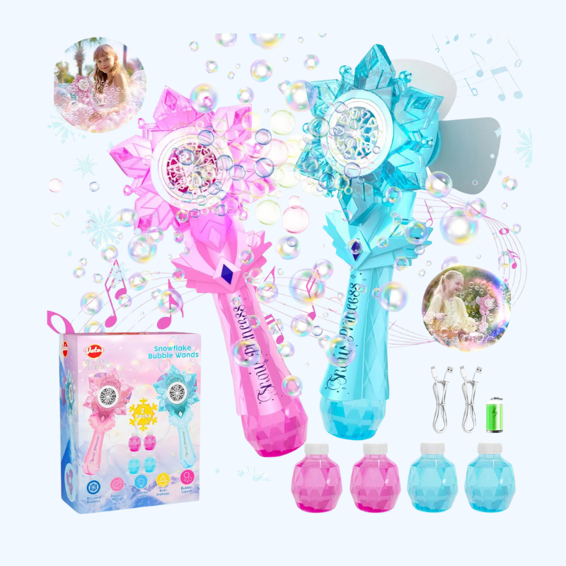 Oplaadbare bellenblaas toverstaf X2 voor kinderen - Automatische bellenblazer met LED-licht en muziek, leuk buitenspeelgoed voor jongens en meisjes.