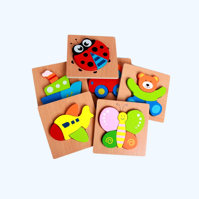 Houten puzzel voor kinderen met dieren en voertuigen - Kleurrijk educatief speelgoed, perfect cadeau voor jongens en meisjes.