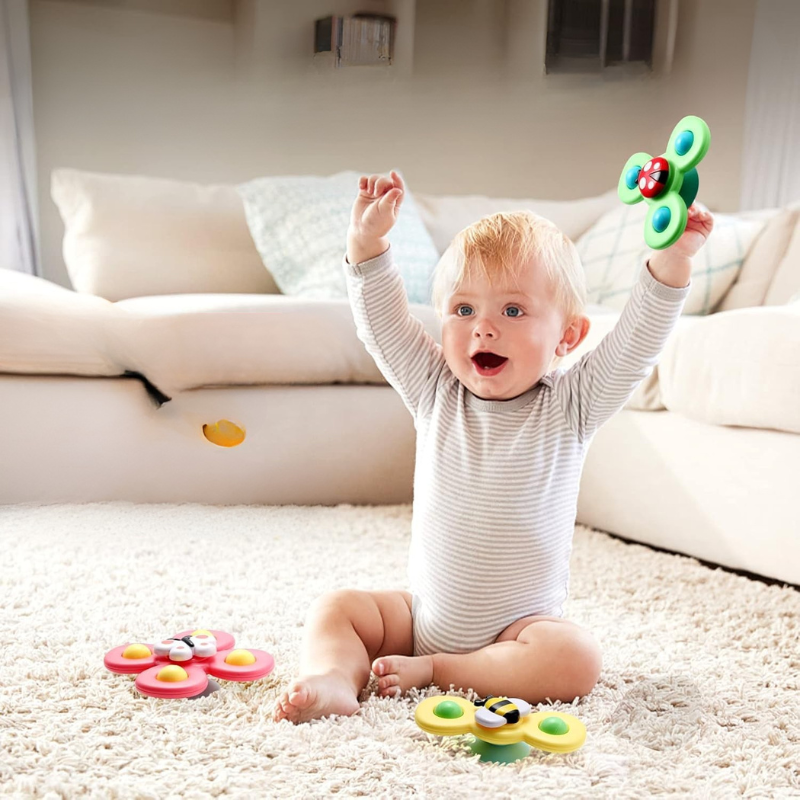 3-delige Baby Bath Spinner Toy | Draaibare Zuignap Spinning Top | Sensorisch Speelgoed