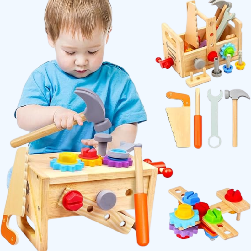 29-delige Houten Gereedschapskist Set | Montessori STEM Educatief Constructiespeelgoed voor Kinderen van 2 tot 6 Jaar