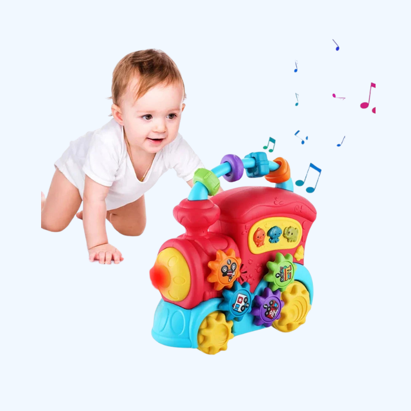 Montessori vroegeducatief muziektreinspeelgoed - Trein met verschillende vormen en muziek.