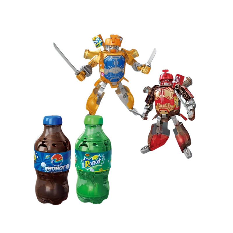 Transformeerbare Frisdrankblik Robot | Interactief Speelgoedfiguur | Duurzaam ABS | Tafeldisplay Robot voor Kinderen 14+ Jaar