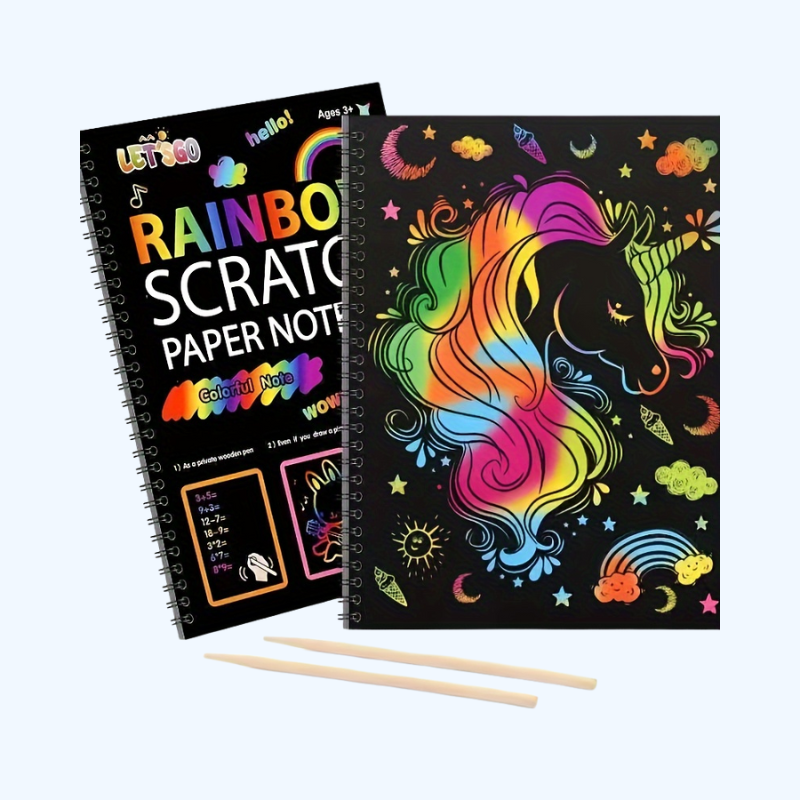 Regenboog Krasblok Set | 12 vellen knutselpapier voor tekenen & spel