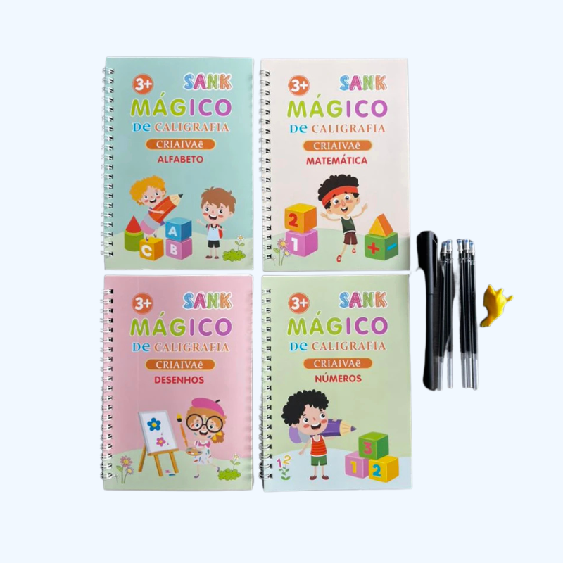 Magisch Schrijfboek Portugees | Montessori Herbruikbaar Kalligrafie Oefenboek voor Kinderen