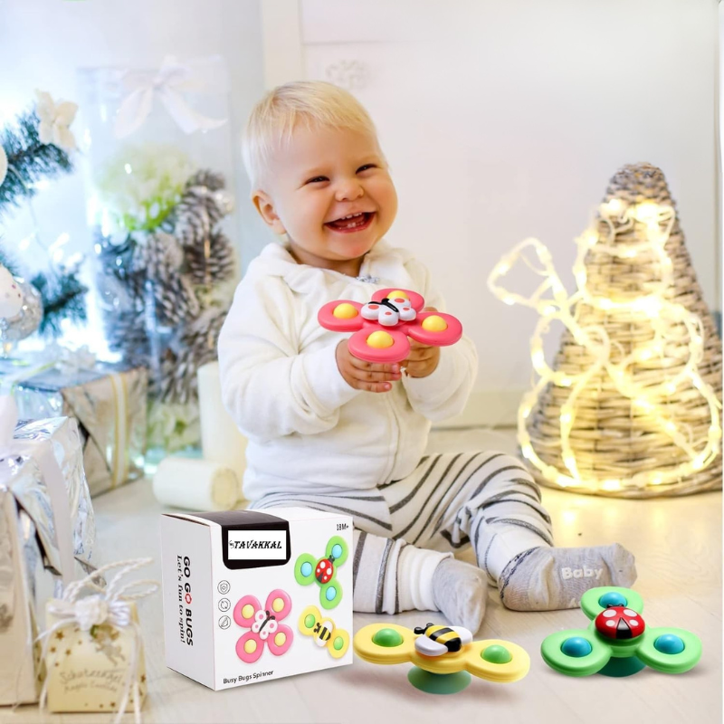 3-delige Baby Bath Spinner Toy | Draaibare Zuignap Spinning Top | Sensorisch Speelgoed
