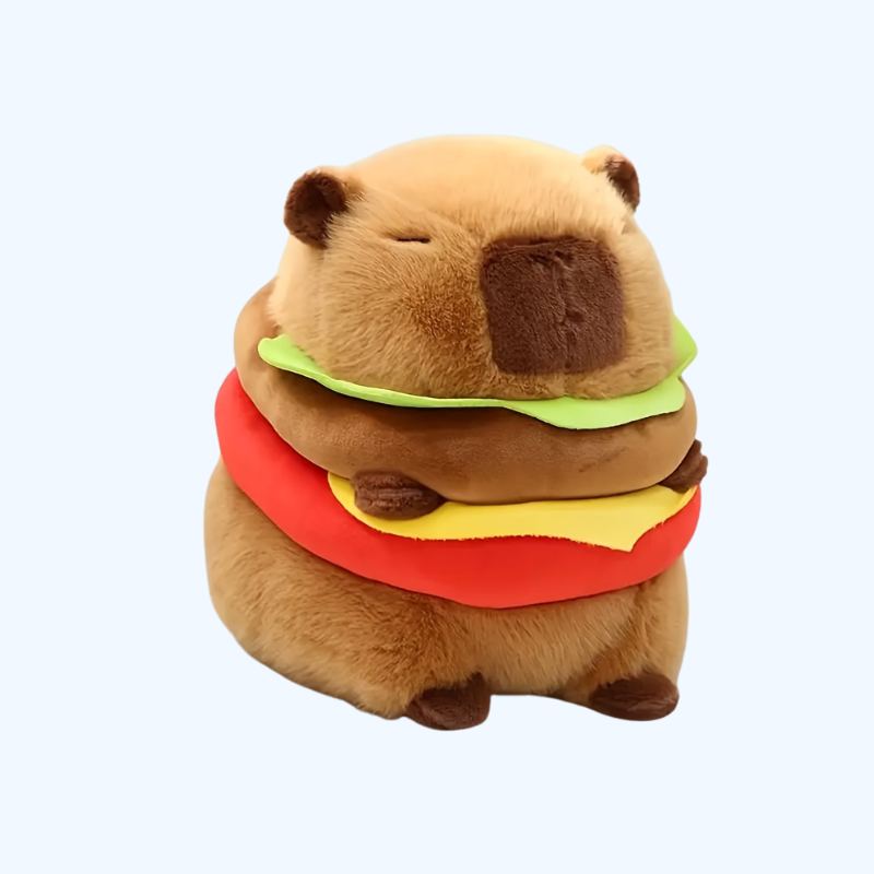 Zacht Pluche Hamburger Capybara Speelgoed | Gemengde Kleuren, Ideaal Cadeau voor Kinderen 0-3 Jaar, Knuffelvriend voor Peuters