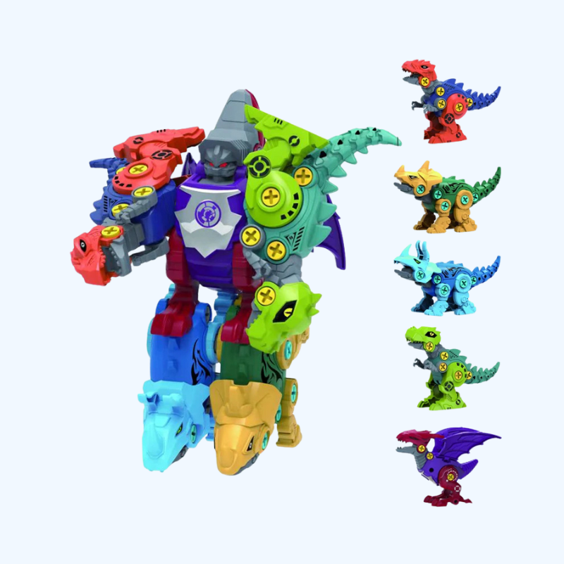 5-in-1 Dino Bouwset voor Kinderen | DIY Dinosaurus Transformeer Speelgoed met Schroevendraaier