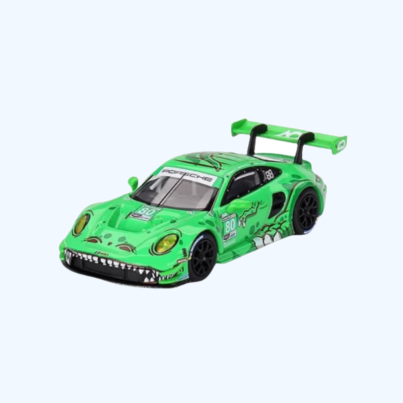 1:64 schaal Porsche 911 GT3 R Racing 80# Tyrannosaurus Rex - Speelgoed voor jongens, verzamelobject voor volwassenen
