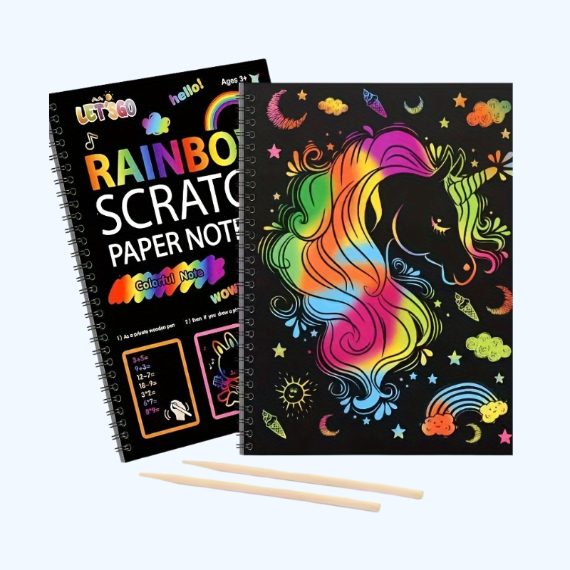 Regenboog Krasblok Set | 12 vellen knutselpapier voor tekenen & feestjes (3-12 jaar)