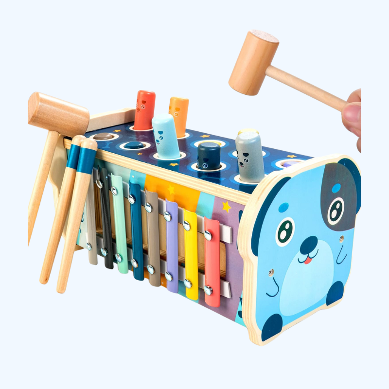 Houten Hamerspeelgoed 1+ Jaar | Montessori Leer Speelgoed | Xylofoon & Cijferdoolhof voor Peuters