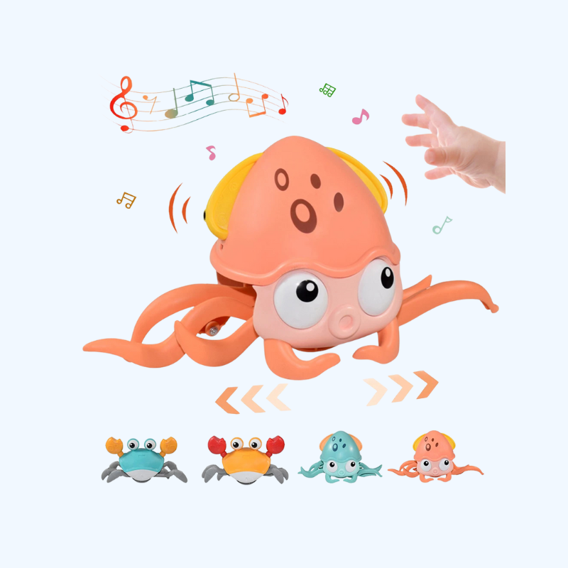 Interactieve Ontsnappende Octopus/Krab | Elektronisch Muziekspeelgoed voor Baby’s, Bewegend Speelgoed met Licht & Geluid