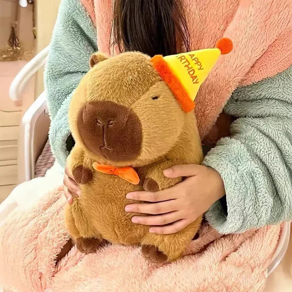 Schattige Capibara Knuffel met Dolfijnenmuts voor Kinderen - 30cm Zacht Pluche Speelgoed voor Jongens en Meisjes - Perfect Verjaardagscadeau voor Peuters en Kleuters
