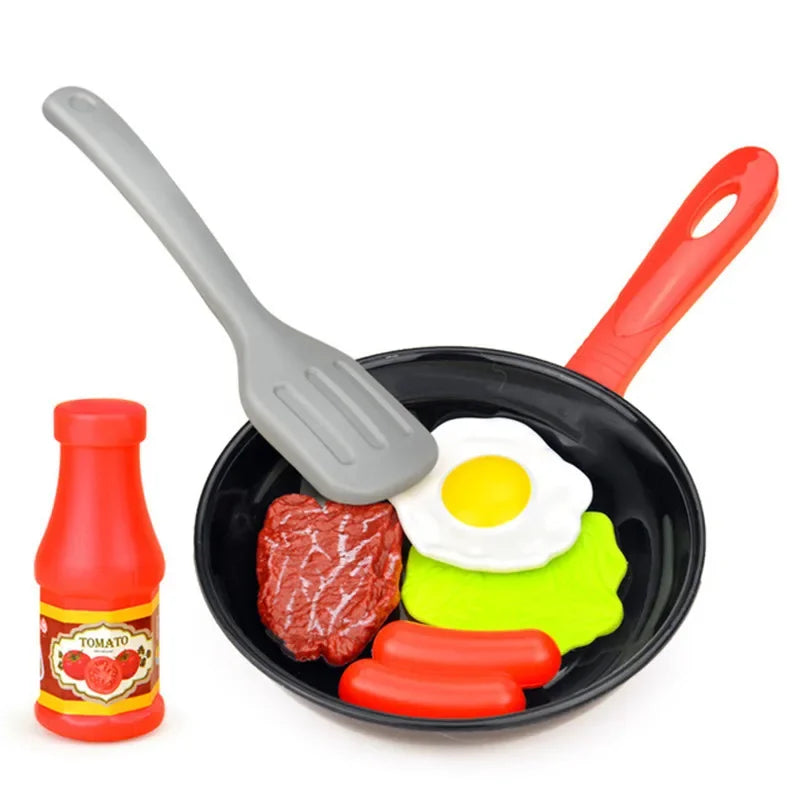8-delige Keukenspeelgoed Set | Simulatie Kookgerei, Pretend Play Pot, Vlees, Groenten & Omelet voor Kinderen