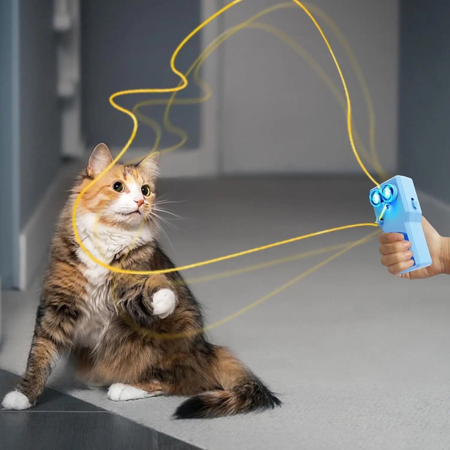 Draagbare koordlanceerder voor peuters - Elektrisch koordspeelgoed met donkerblauw haai-ontwerp, leuk cadeau voor kinderen en volwassenen.