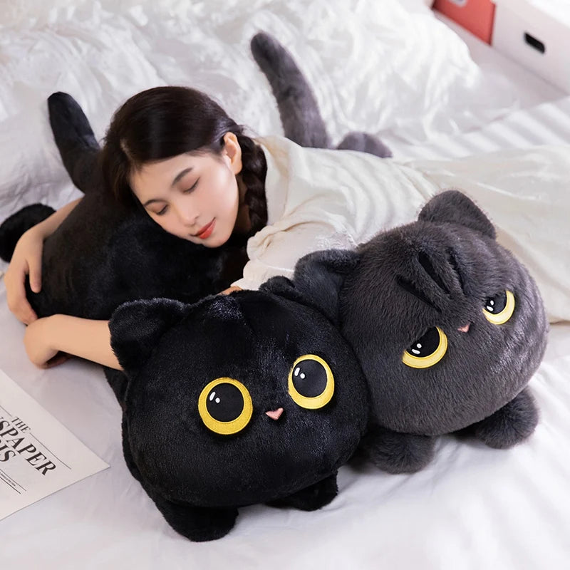 50cm Schattige Zwarte Kat Knuffel Pop | Kawaii Groot Knuffelkussen | Ins Zwarte Kat Pluchen Speelgoed voor Jongens en Meisjes Verjaardagscadeau
