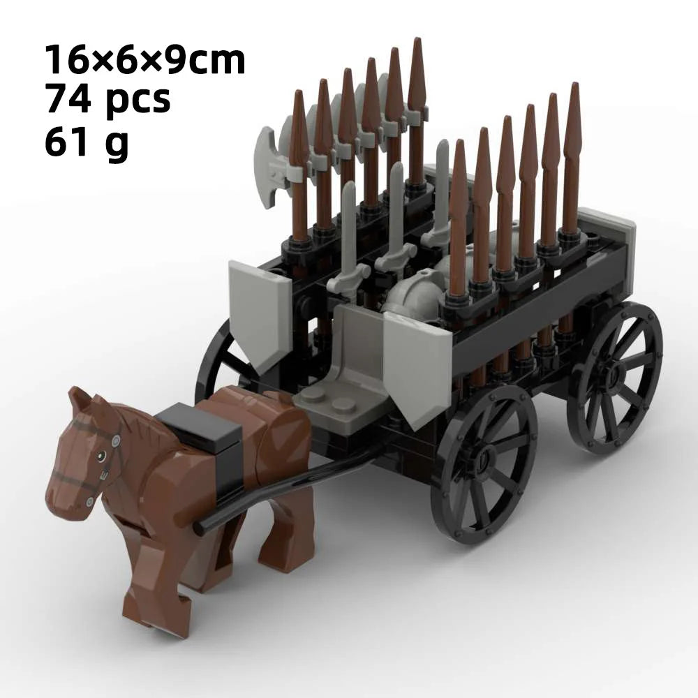 Stad Creativiteit DIY Middeleeuwse Militaire Ridderkoets | MOC Model Bouwstenen Bricks Educatief Speelgoed Voor Kinderen