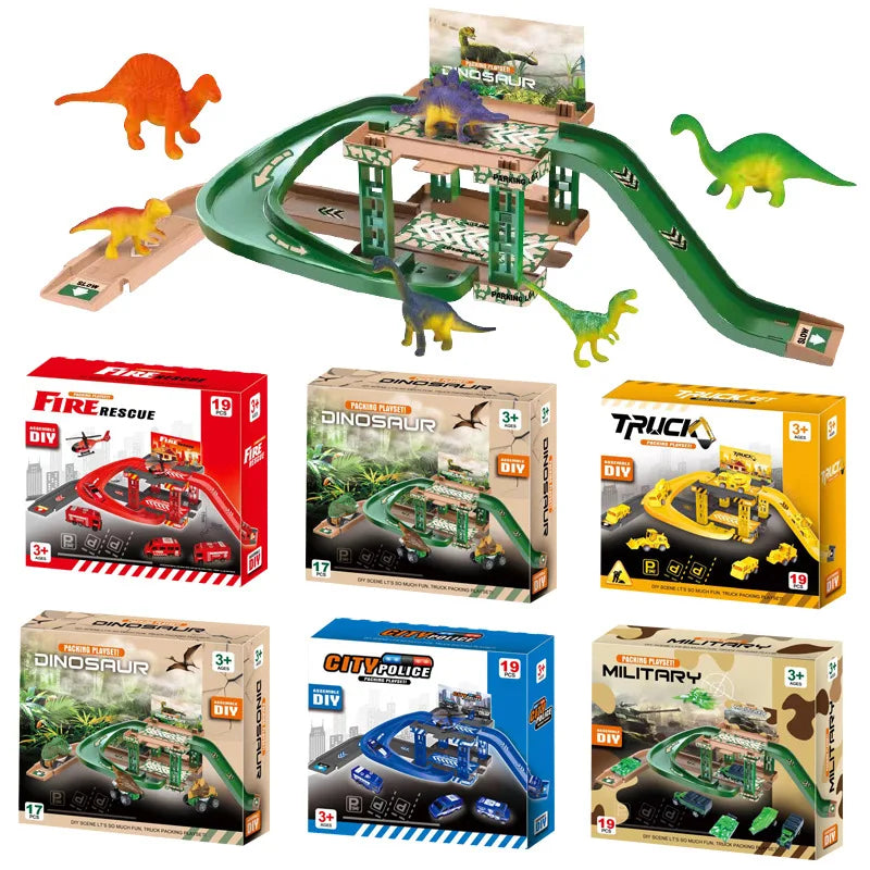 DIY Parkeerplaats Bouwset | Educatief Speelgoed met Brandweerwagens