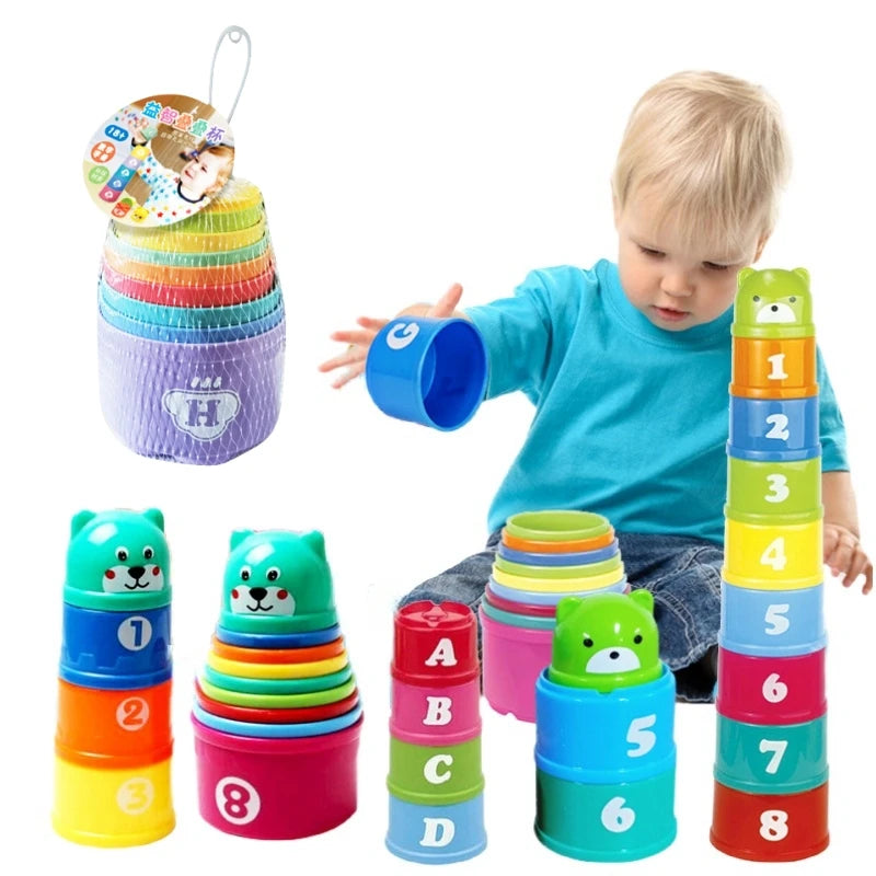 Montessori Stapelbekers voor Baby's – Educatief Speelgoed met Cijfers & Letters | 8-delige Set voor Vroege Ontwikkeling