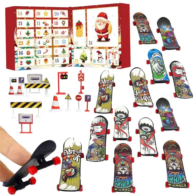 Vinger Skateboard Kerstmis Adventskalender | 24 Dagen Aftelkalender Vinger Skateboard Speelgoedset Verrassing voor Kinderen