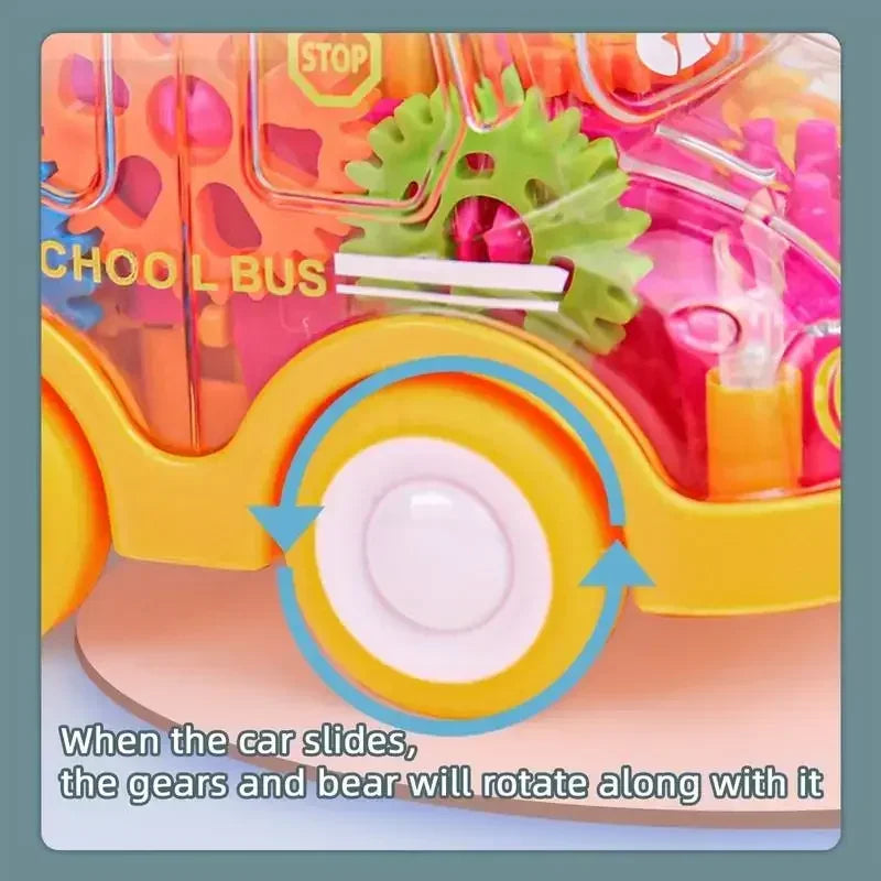 Schattige Transparante Tandwielauto's | Politie & Schoolbus Trekauto