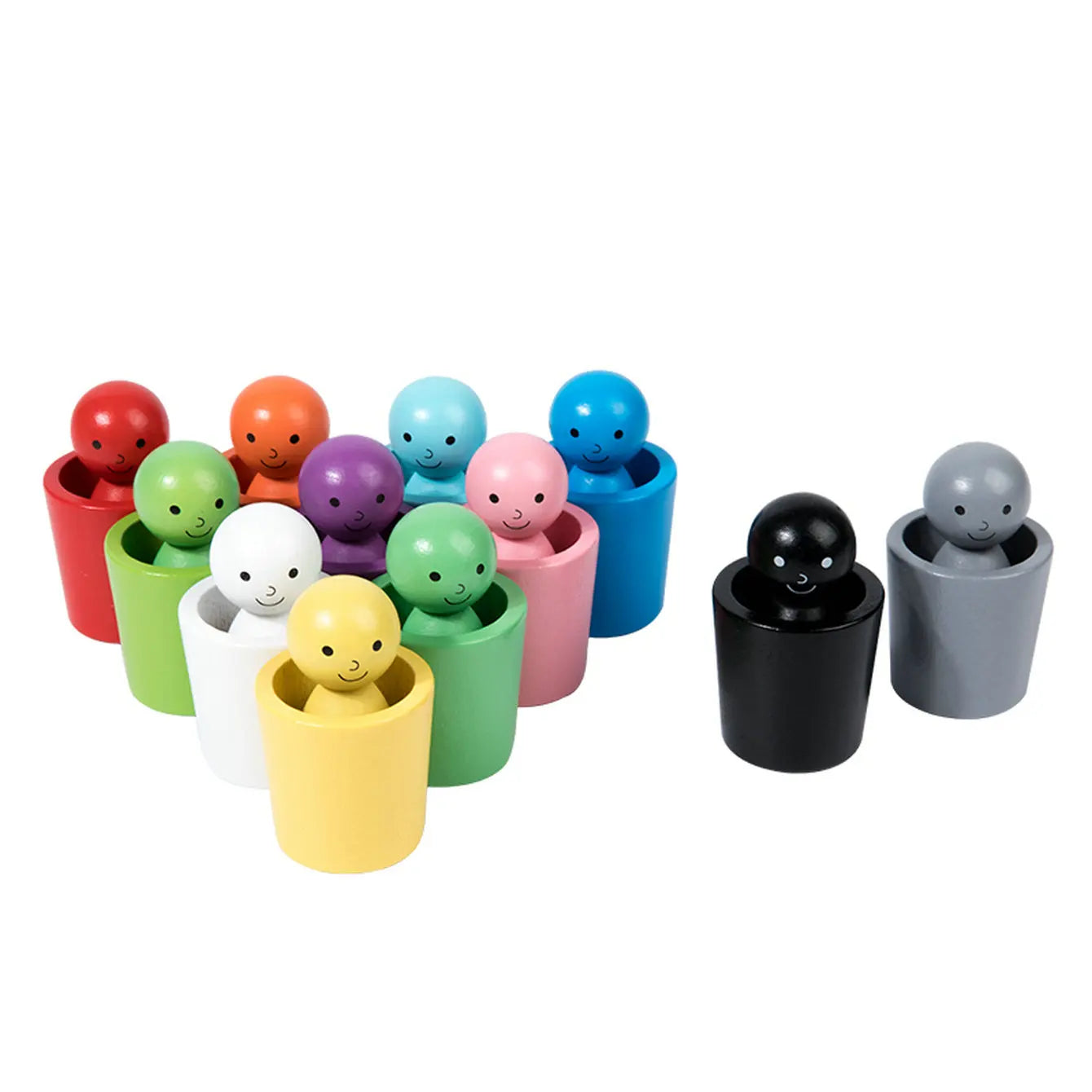 Baby Montessori Houten Speelgoed | Regenboog Ballen & Bekers