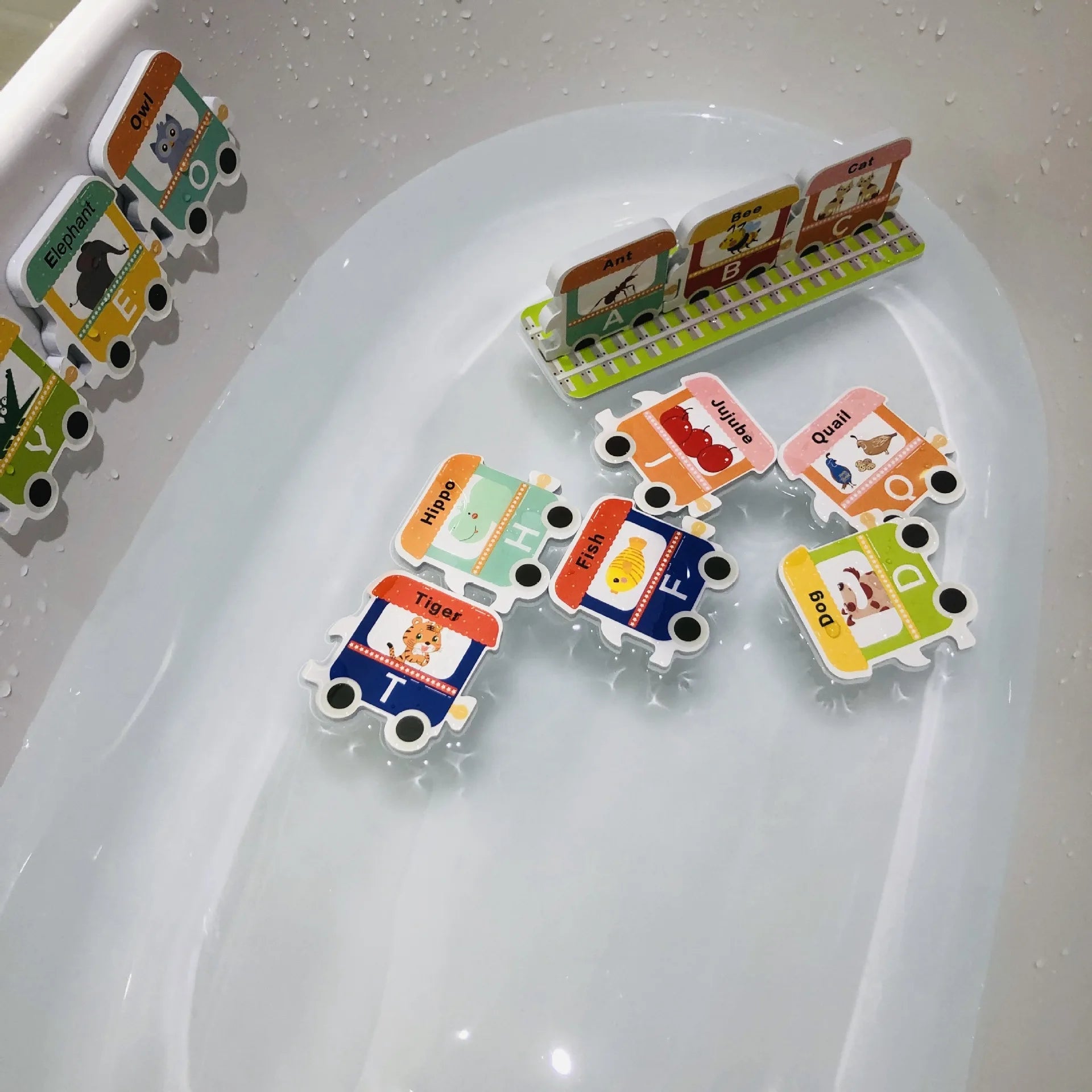 Railverkeer Bad Speelgoed voor Kinderen – Zacht EVA Trein Badspeelgoed met Zuignappen | Educatief Waterspeelgoed voor Baby & Peuter