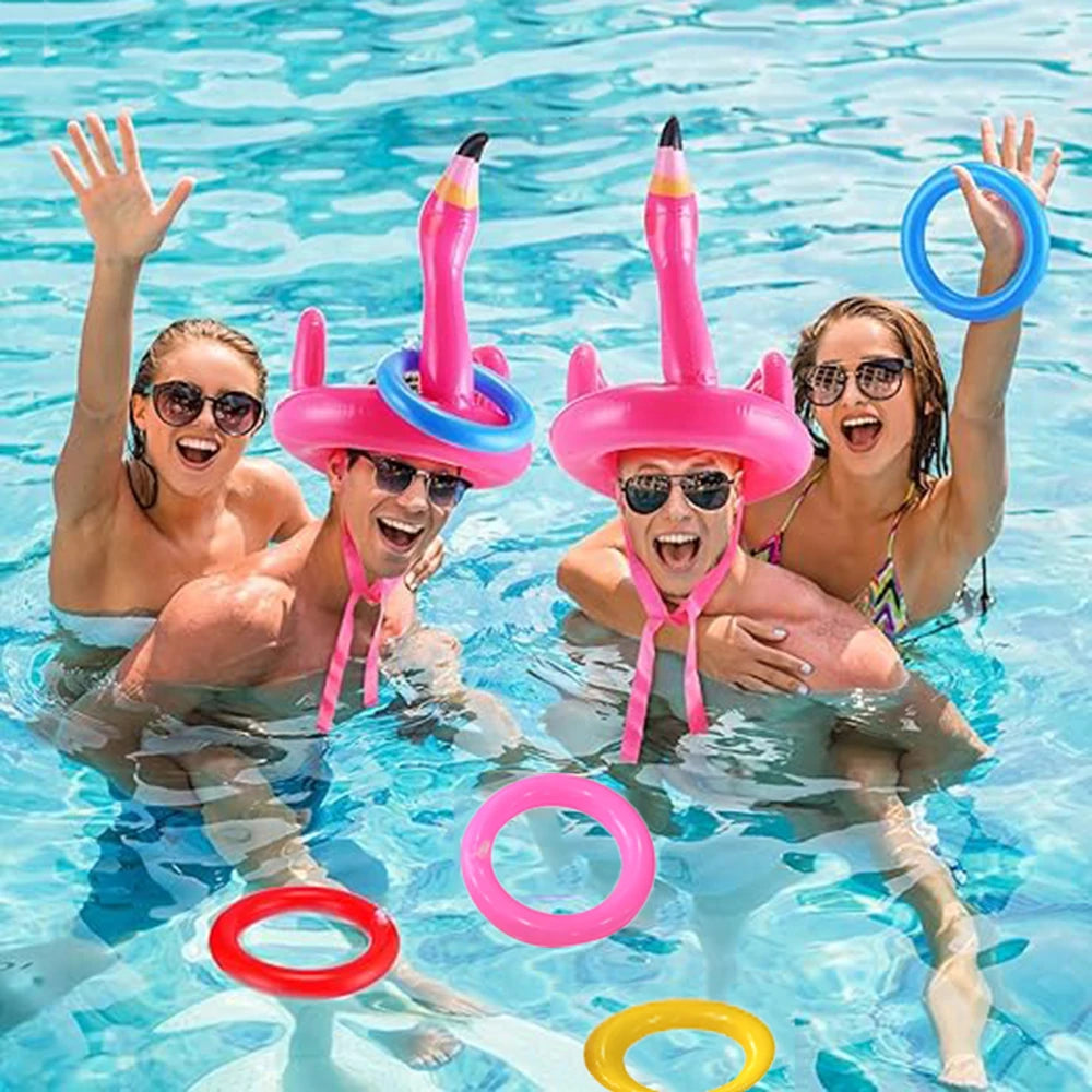 Opblaasbare Flamingo Hoepel Set | Zwembadspel voor Eindeloos Waterplezier