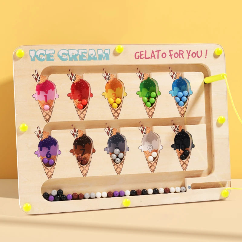 Montessori Magnetisch Kleur Sorteerspel | Houten Sensorisch Doolhof