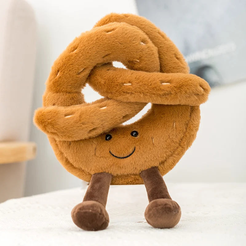 Schattig Pluchen Toastbrood | Pretzel, Croissant en Baguette Knuffel Speelgoed | Zacht Voedselpopje voor Comfort en Verjaardagscadeau voor Kinderen