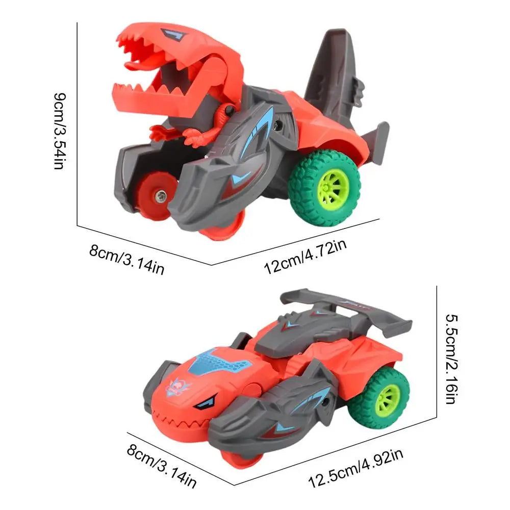 Automatische Dinosaur speelgoedauto 2-in-1 - LED Dino transformatie met muziek en licht voor kinderen vanaf 3 jaar, verjaardagscadeau