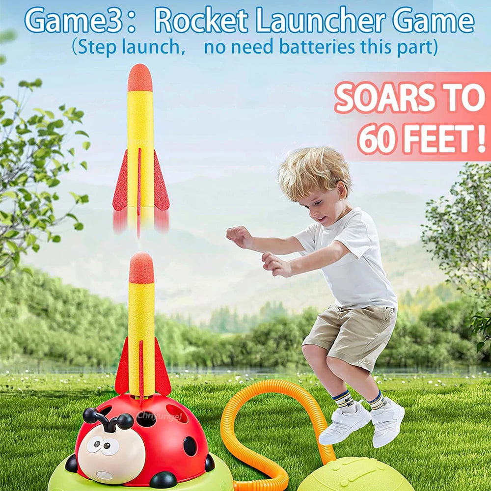 3-in-1 Muzikaal Sportspel | Raketwerper & ringwerp spel voor kinderen