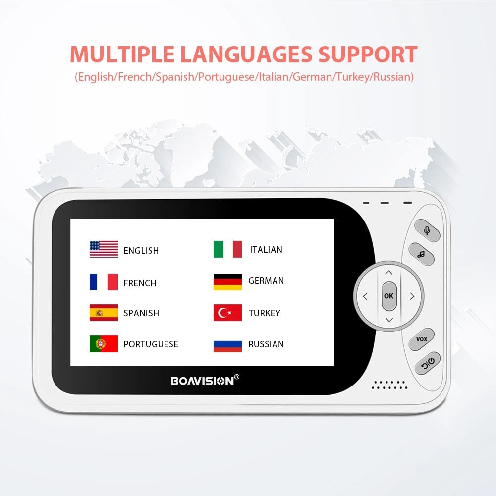 Draadloze babyvideomonitor - Hoge resolutie 4. 3 inch TFT-LCD Quick Video Response Two-Way Talk Back Monitor voor baby's en kinderen