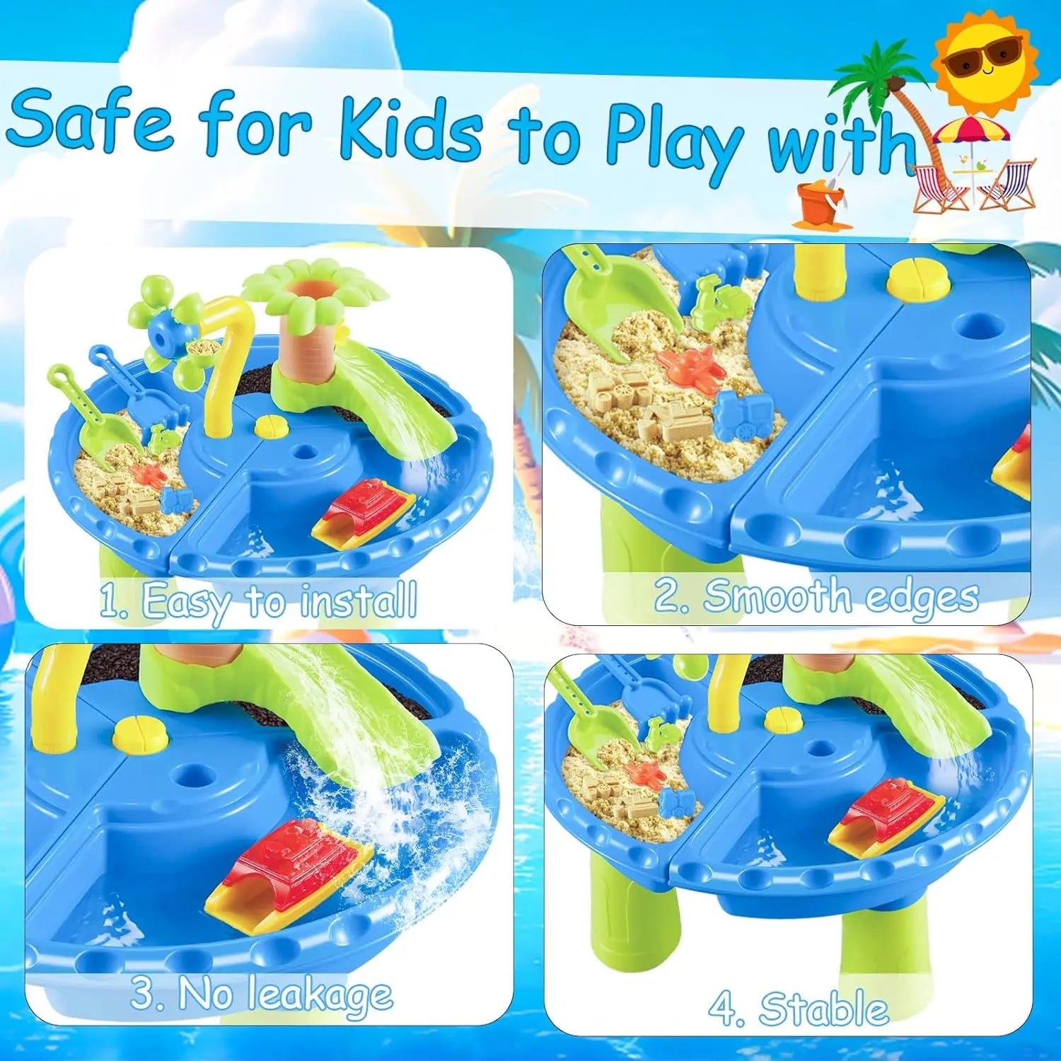 Tafel Zand- en Water Speelset voor Kinderen | Sensory Speelgoed voor Buitenactiviteiten met Zand- en Splash Pool