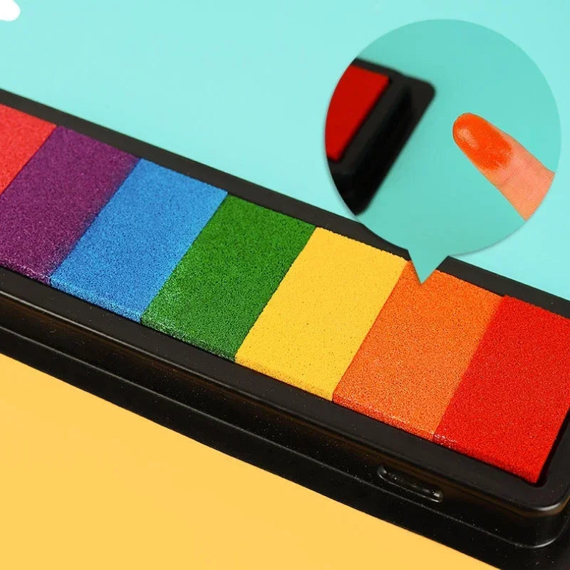 Vingerverf Set voor Kleuters | DIY Stempel Pad, 7 Kleuren Creatieve Graffiti & Teken Speelgoed