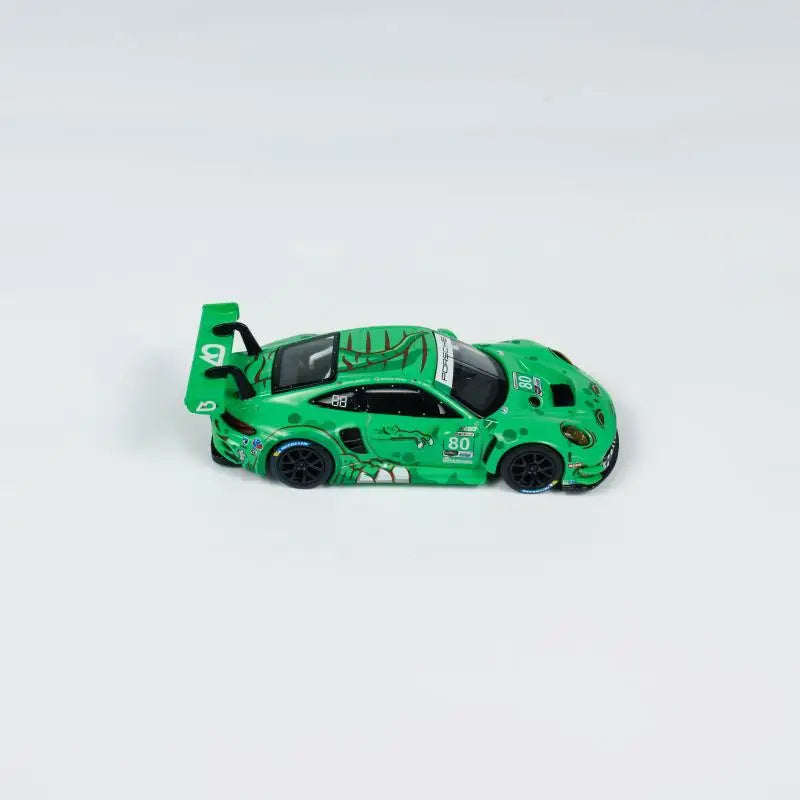 1:64 schaal Porsche 911 GT3 R Racing 80# Tyrannosaurus Rex - Speelgoed voor jongens, verzamelobject voor volwassenen