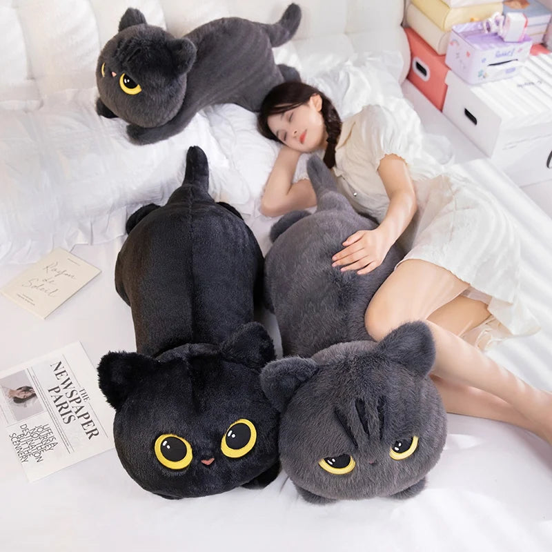 50cm Schattige Zwarte Kat Knuffel Pop | Kawaii Groot Knuffelkussen | Ins Zwarte Kat Pluchen Speelgoed voor Jongens en Meisjes Verjaardagscadeau