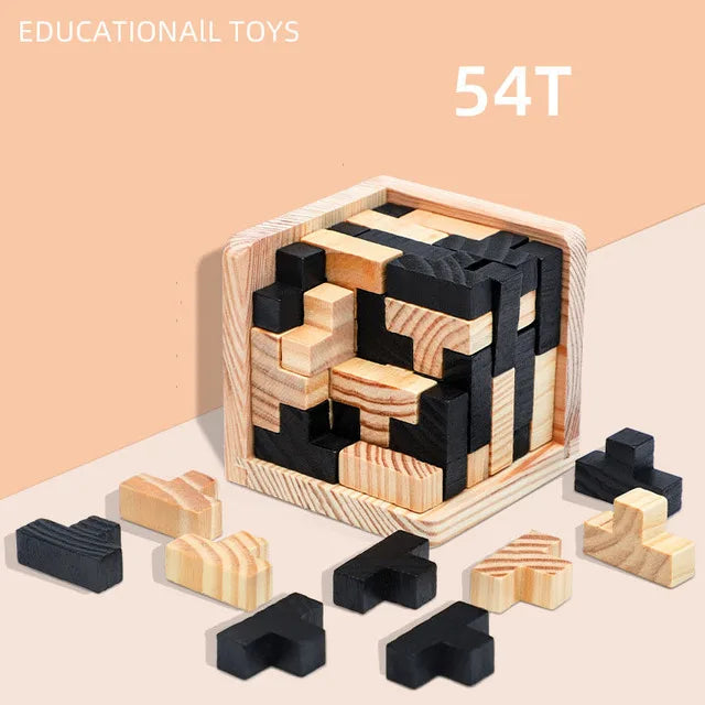 3D Houten Puzzel Kubus | Educatief Luban Speelgoed, Breinontwikkeling en Vroege Leren, Cadeau voor Kinderen