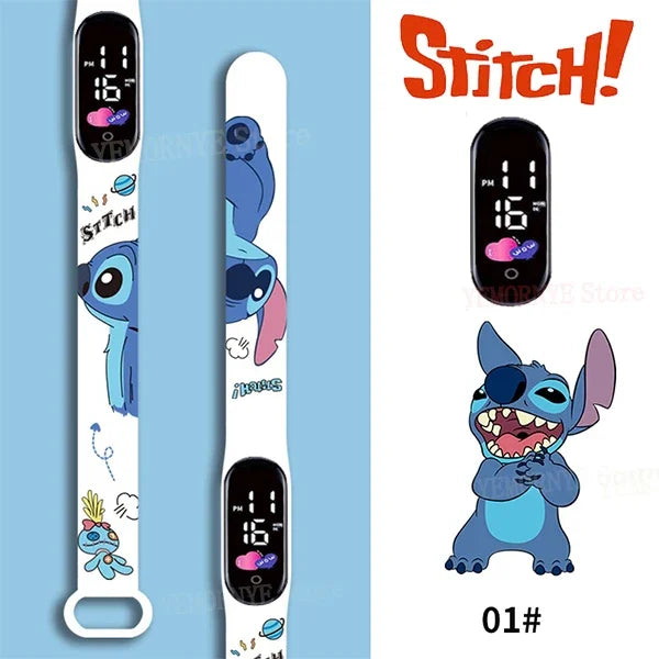 Stitch Digitale Kinderhorloge | Anime Figuren LED Lichtgevende Touchscreen Waterdicht Elektronisch Sporthorloge, Verjaardagscadeau